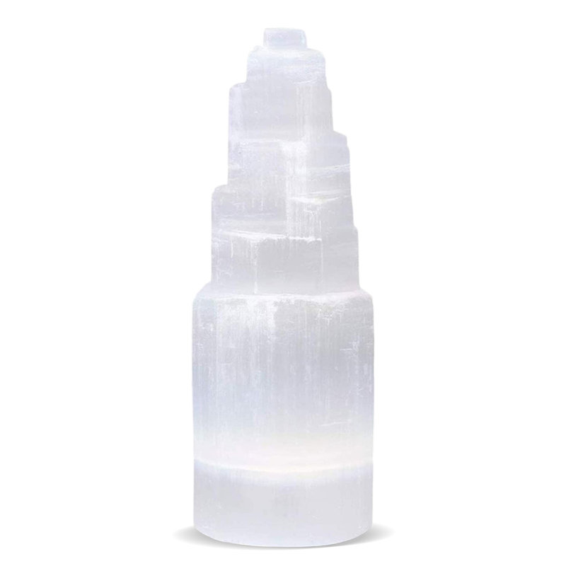 15cm White Selenite Crystal Tower Lamp