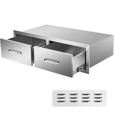 Tiroirs pour îlot de barbecue extérieur, 75 cm (l) x 25 cm (h) x 50 cm (p), doubles tiroirs horizontaux, roulement fluide et excellente étanchéité.