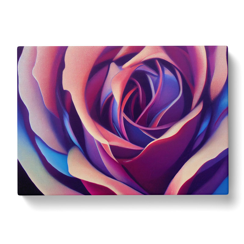 An Illuminated Rose Flower - Wrapped Canvas Print, 40cm H x 60cm W x 3cm D