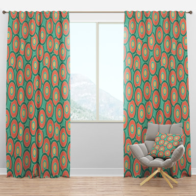Panneau de rideau simple semi-diaphane avec passe-tringle Mid-Century