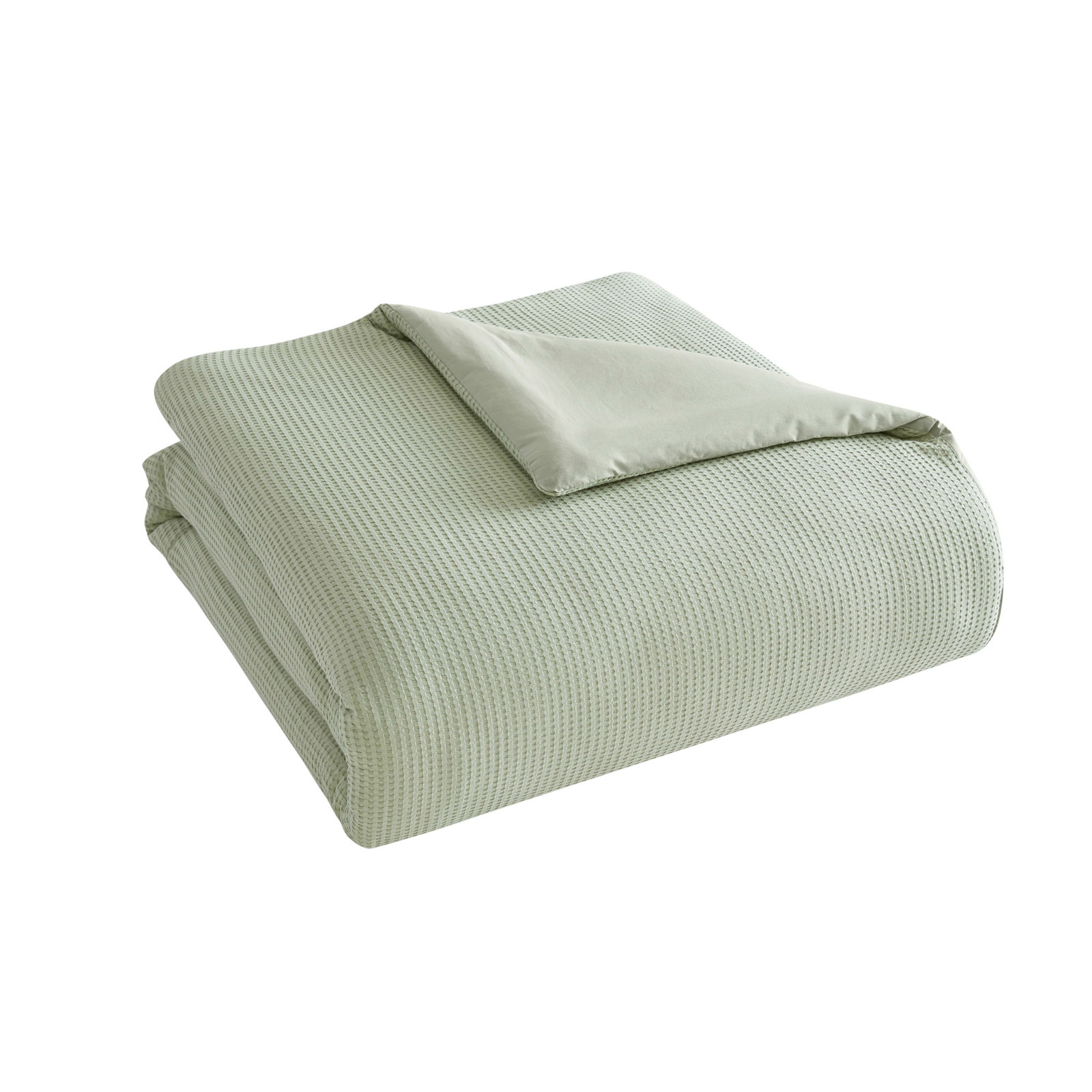Cotton Waffle Duvet 3 Pc , King Duvet Cover + 2 King Shams, Green