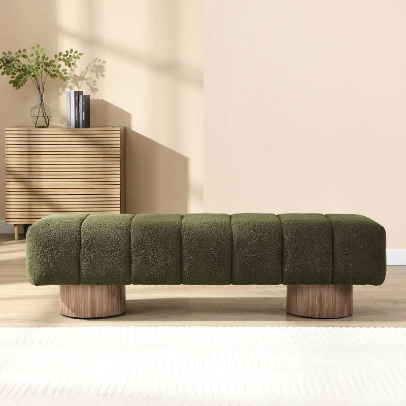 Banc en tissu Boucle, 300 lb, sans assemblage, Pleasant Seating - banc d'assemblage pour le salon et la salle à manger, structure en mousse de 11 po
