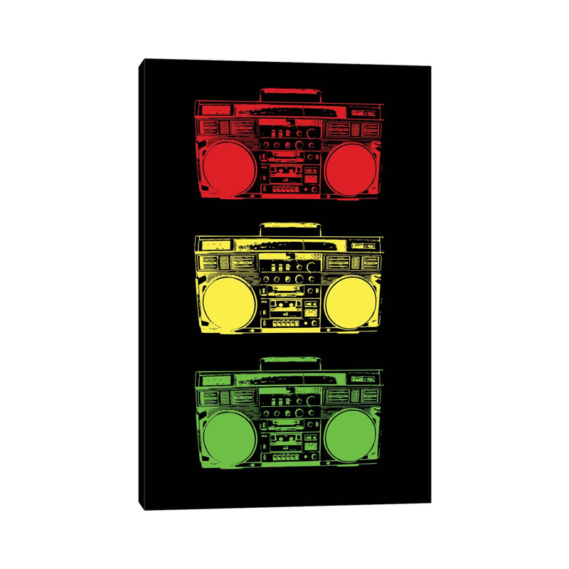 Boom Box Cubed Rasta by Steez - Wrapped Canvas Print, 30.48cm H x 20.32cm W x 1.91cm D