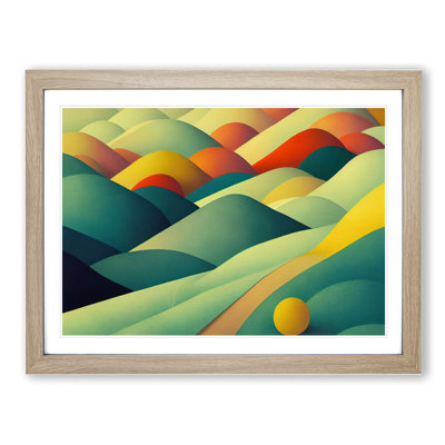 Beaming Spring Meadow Landscape Abstract - Framed Print