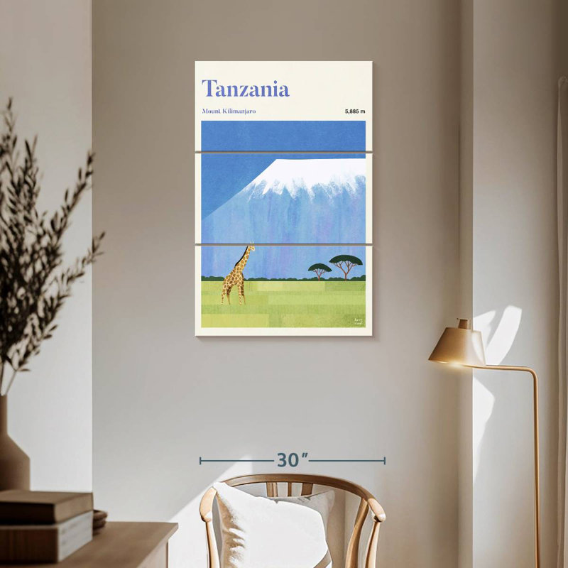 Affiche de voyage Masam Tanzanie Kilimanjaro, H 57 po x l 36 po