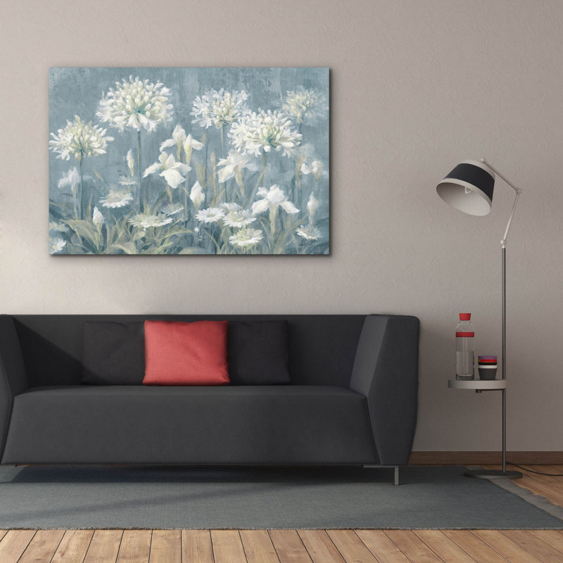  «Spring Blossoms 2 Slate Blue» par Danhui Nai, art mural sur toile, 60 po x 40 po