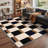 Liadan Monochrome Checkered Machine Washable Biege / Brown / Black Indoor Area Rug with Non-Slip Backing-128992208