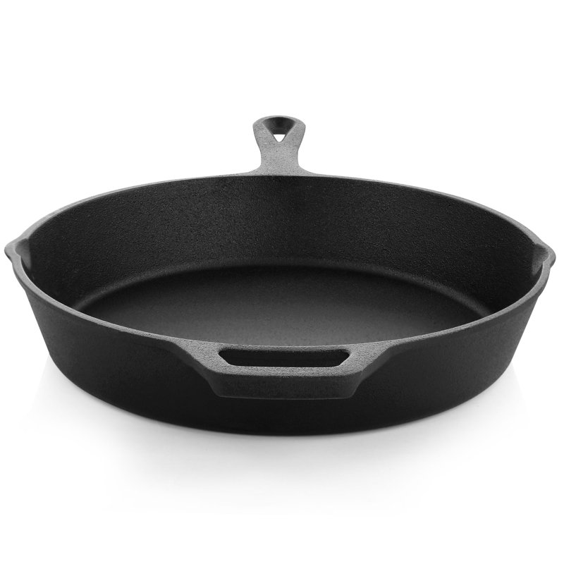 Preseasoned Black Cast Iron Fry Pan Set, 10 and 8 Inch