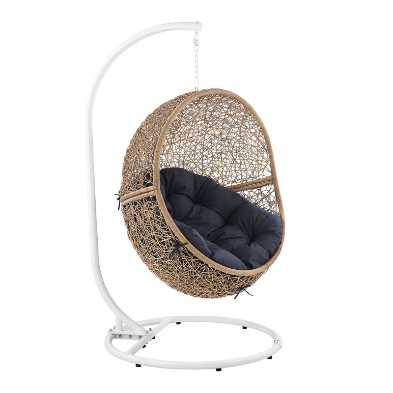 Balancelle d'extérieur Encase, Mélange de polyester beige, Bleu marine