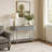 Ellice Contemporary 47"L Oval Sofa Table in Gray High Gloss and Chrome