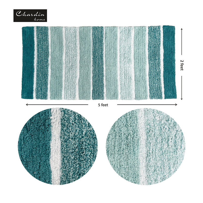 Tapis pour salle de bain Cervantez, Teck bleu / vert, L 24 po x L 60 po