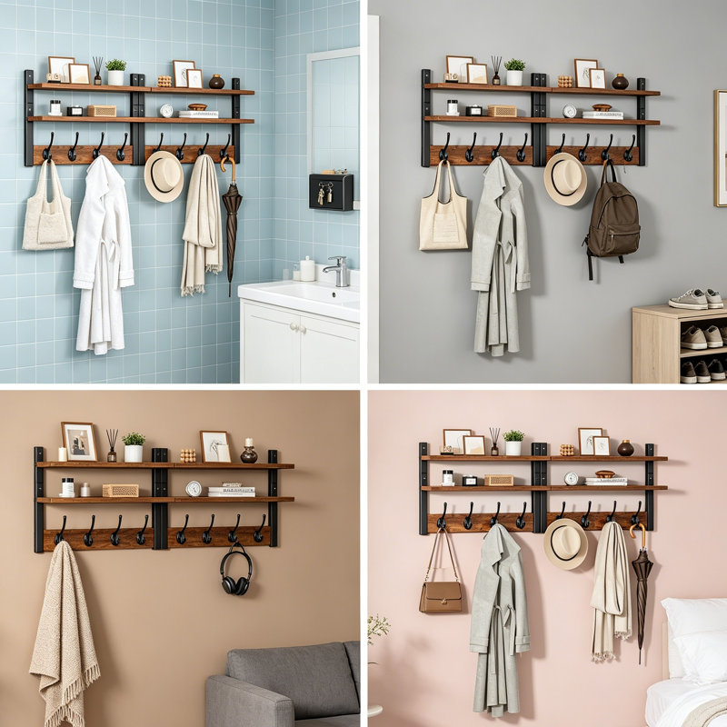 Solid Wood 8 - Hook Coat Rack