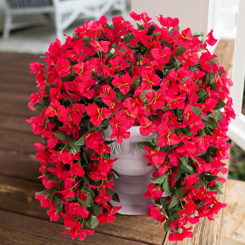 2 pièces de bougainvillées artificielles rouges