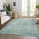 Machine Washable Indoor/Outdoor Xhevrie Teal Rug