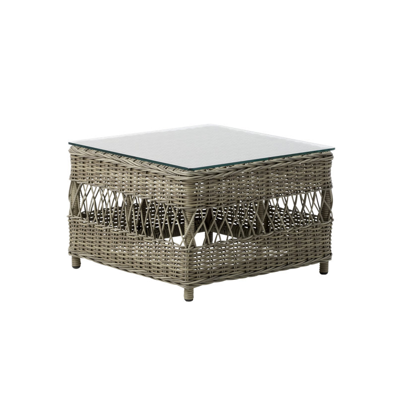 Anna Square Outdoor Coffee Table ,, Antique/Glass Table Top
