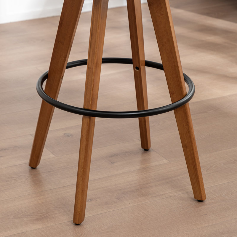 Joeanne Faux Leather Swivel 26'' Counter Stool, Beige