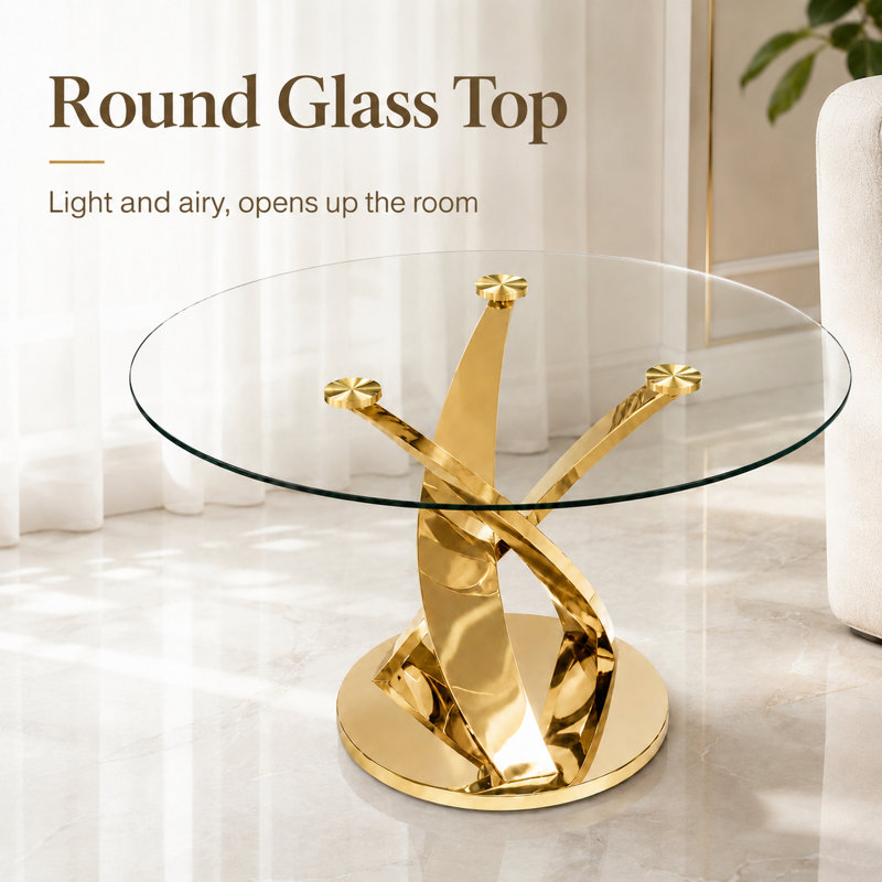 Plateau de table 47,2 po doré, Clear/Gold