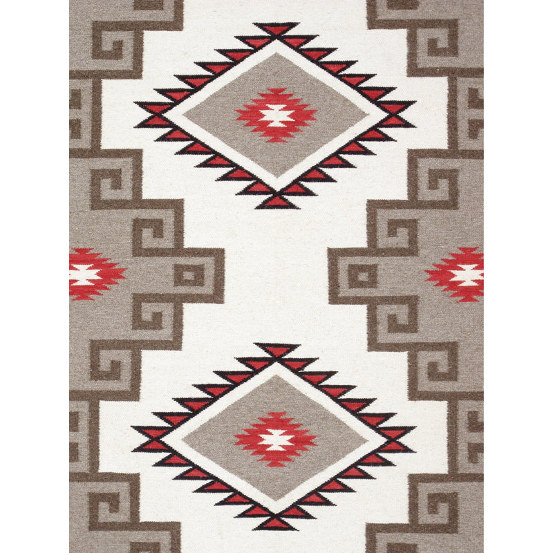 Tapis oriental rouge / crème / noir en coton / laine 6 pi 1 po x 9 pi Oriental