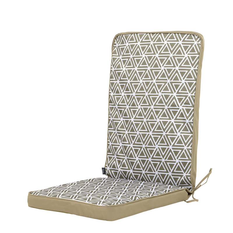 Veeva Deck Stripe Outdoor High Back Seat Pad (Set Of 4), Olive Geometric