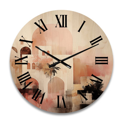 Charmante horloge murale Bohoin rétro pastel II - moderne géométrique en bois