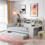 Multifunctional Wooden Daybed With Storage Shelves, Study Desk And Trundle-1141718561-1141718562