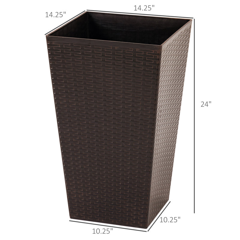 Ensemble de pot de fleurs d'intérieur / extérieur 3 pièces avec trous de drainage, Brun