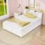 Grand lit plateforme en bois 2 tiroirs avec tête de lit à DEL et lit gigogne simple TG-114295604