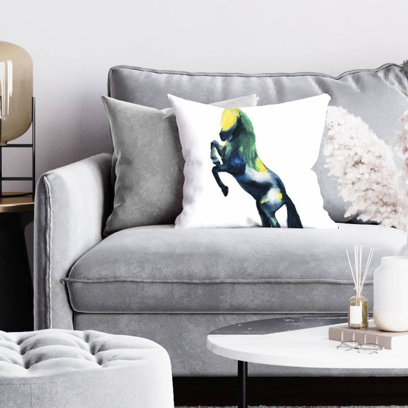 Greeting Horse Square Throw Pillow Cover, 16" H x 16" W, Pillow Cover Only - No Insert