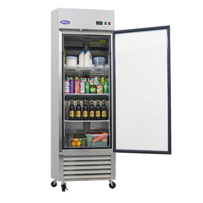 Réfrigérateur avec porte vitrée 27 pouces Fennel Réfrigérateur à porte en acier inoxydable de 23 pi cu avec éclairage DEL et tablettes réglables
