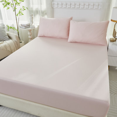 Ensemble de draps 3 pièces en coton égyptien 800 fils (1 drap-housse + 2 taies d'oreiller, sans garnissage), poches profondes jusqu'à 94 cm. Drap-housse soyeux de qualité hôtelière, doux, respirant et agréable au toucher. Parfait comme cadeau de Noël ou du Nouvel An.