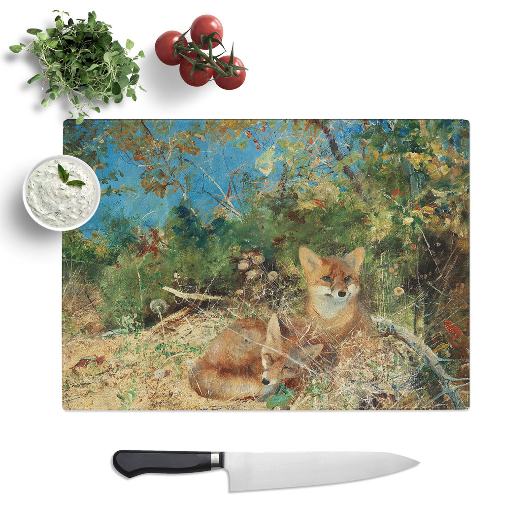 Fox Cubs by Bruno Liljefors Chopping Board