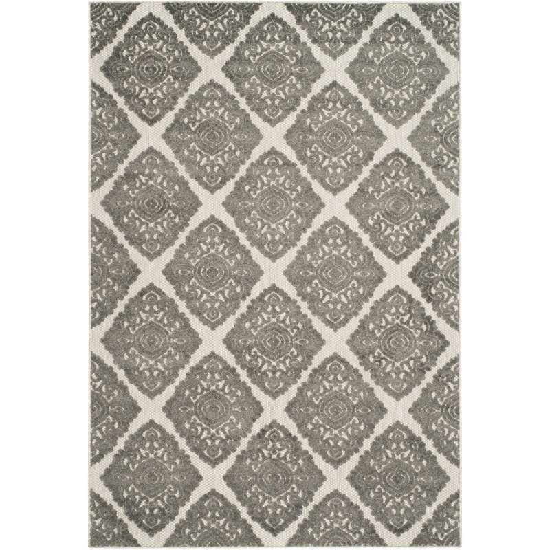 Tapis intérieur / extérieur crème géométrique Mannox, Rectangle 9 pi x 12 pi