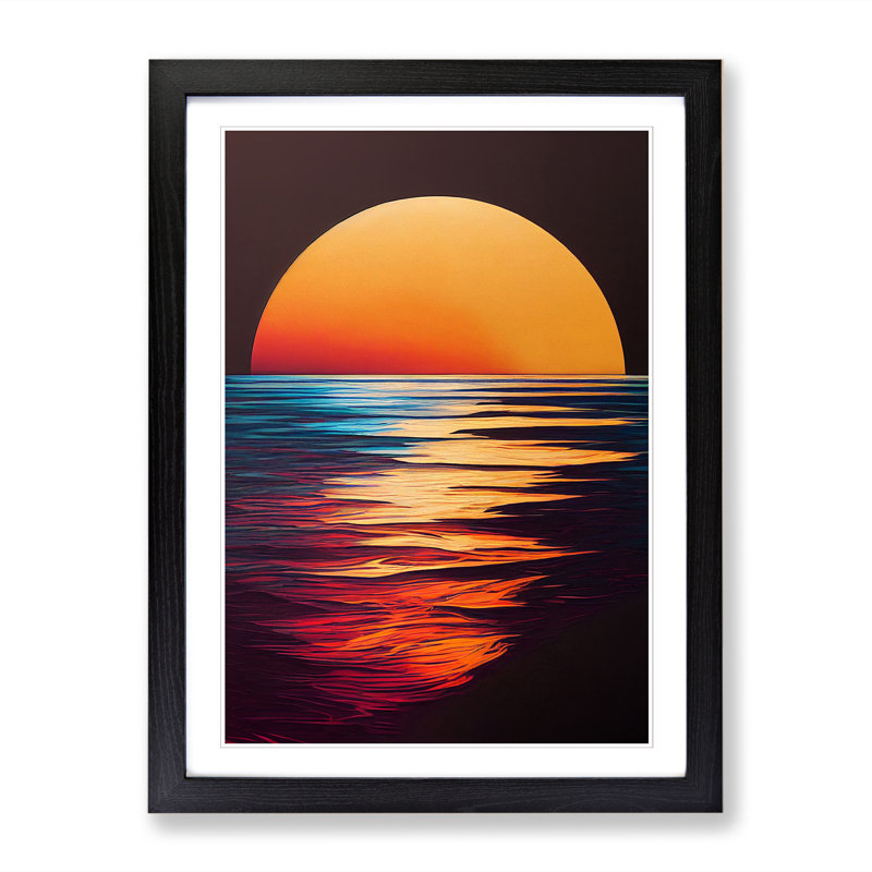 Sunset Hydrodipped - Single Picture Frame Print, 64cm H x 25cm W x 2cm D, Walnut