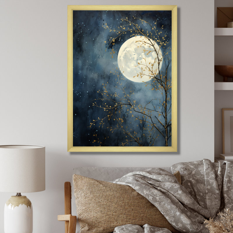 Magical Forest Moons Melody III sur toile, Cadre doré simple, H 40 po x l 30 po x P 1,5 po