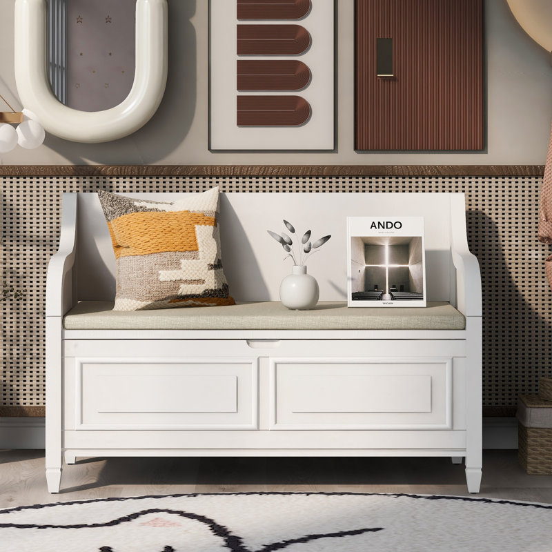 Marylea Upholstered Storage Bench, Off White