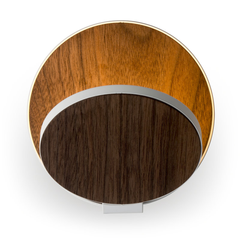 Oiled Walnut and White LED Plug-In Wall Sconce