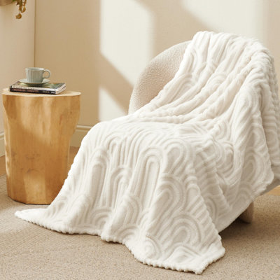 Couverture en molleton pour lit simple / simple TG de Litsure - Jeté en peluche ultra doux pour chambre de dortoir - Blanc