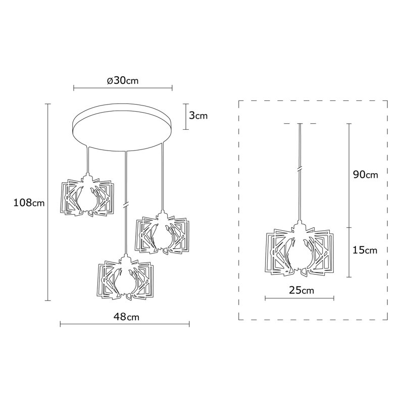 Luminaire suspendu tambour à 3 lumières Dorchester