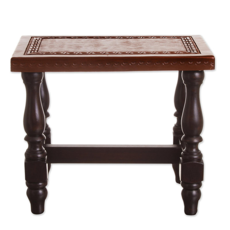 Banc en cuir et cèdre contemporain fait à la main NOVICA (petit)