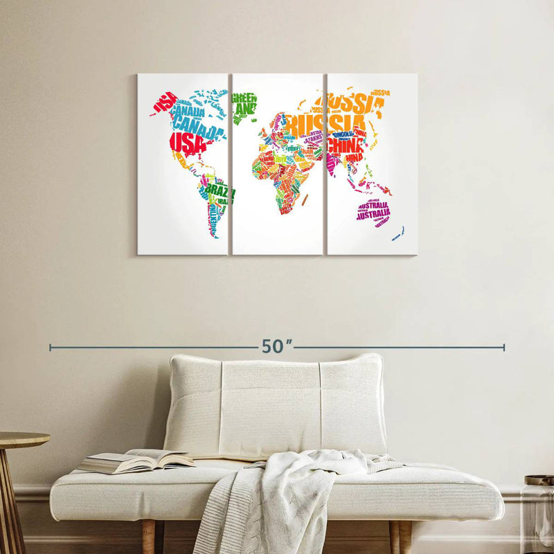 Aliaz Countries World Map, 24" H x 38" W