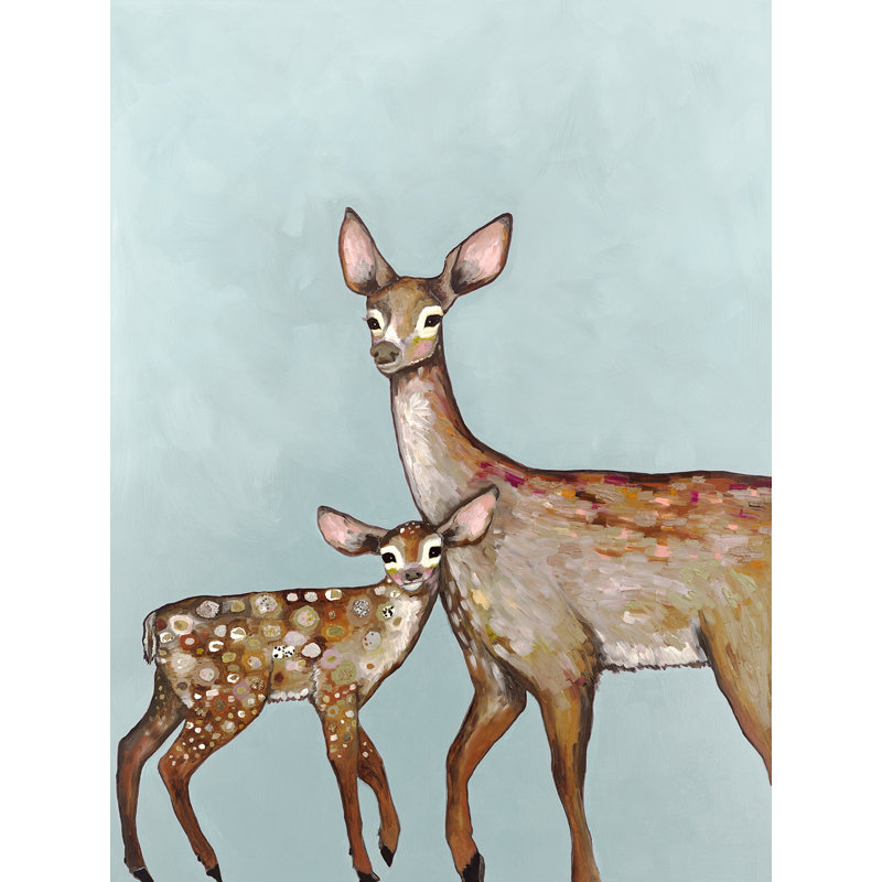 «Deer with Fawn», reproduction sur toile tendue, H 16 po x l 12 po