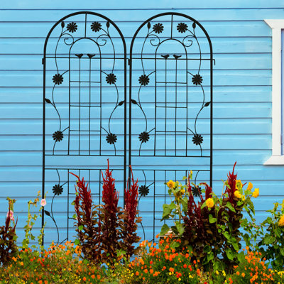 71" X 19.7" Metal Garden Trellis  2 Pack , Rustproof Outdoor Flower Holder, Black, Effortless Assembly Procedure, Iron 2 Trellis, 19.7", Plant Helper, Simple Process,
