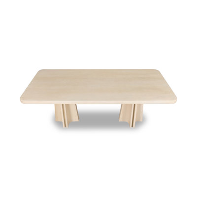Meryl Meryl Ash Wood Double Pedestal Dining Table In White Sand