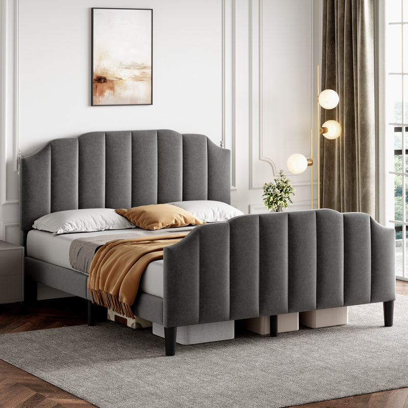Sipi Upholstered Bed, Grey