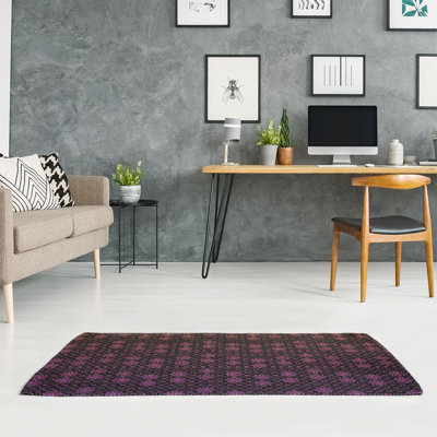 Tapis de treillis noir/mauve dégradé