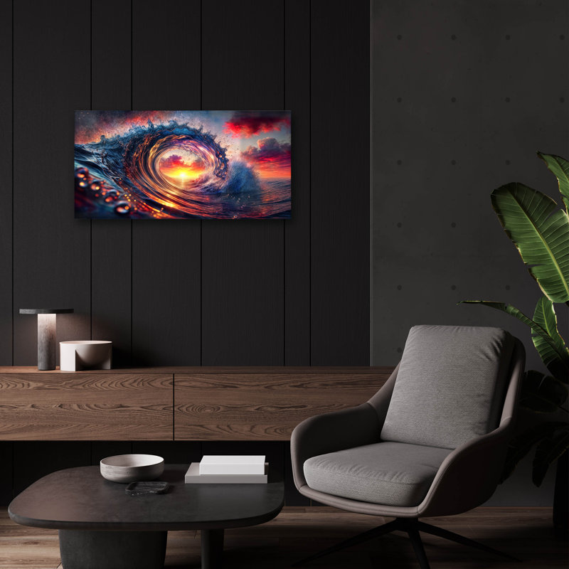 «The Last Wave» par Rey Klimt, art mural en verre acrylique, H 12 po x l 24 po