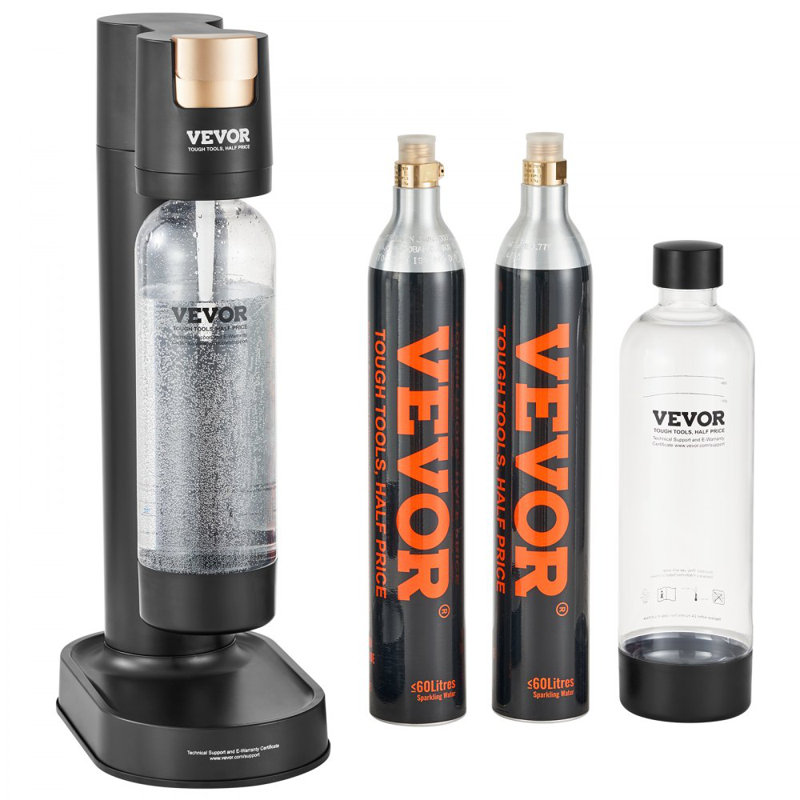 Machine à eau pétillante, machine à soda pour la gazéification à domicile, ensemble de démarrage à l'eau Seltzer avec 2 bouteilles en PET de 1 L sans BPA