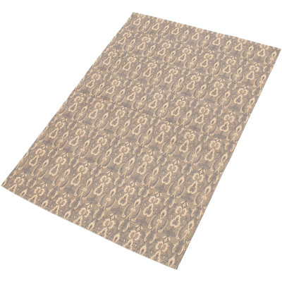 Tapis unique en chenille noué à la main gris et brun style collage années 2010 de 4 pi 7 po x 6 pi 7 po Poyen