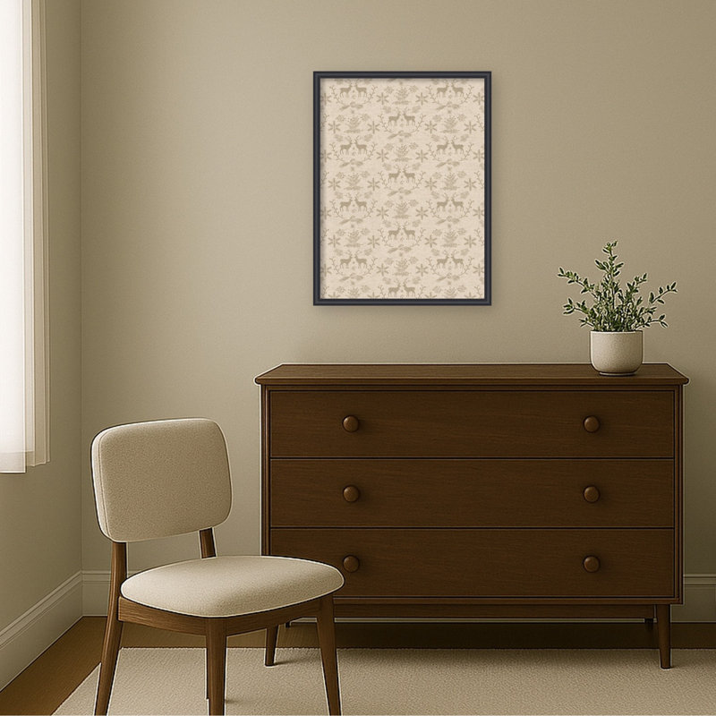 Tableau d'affichage encadré en tissu avec panneau d'affichage en lin et renne, H 25 po x L 19 po, Noir Edith