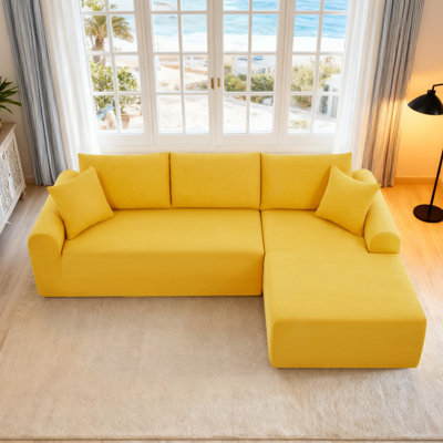Boneless 103” Modular Sectional Cloud Sofa For Living Room Modern Minimalist Couch With L-shaped Chaise Upholstered Corduroy Couch , Deep Seat, No Assembly Required
